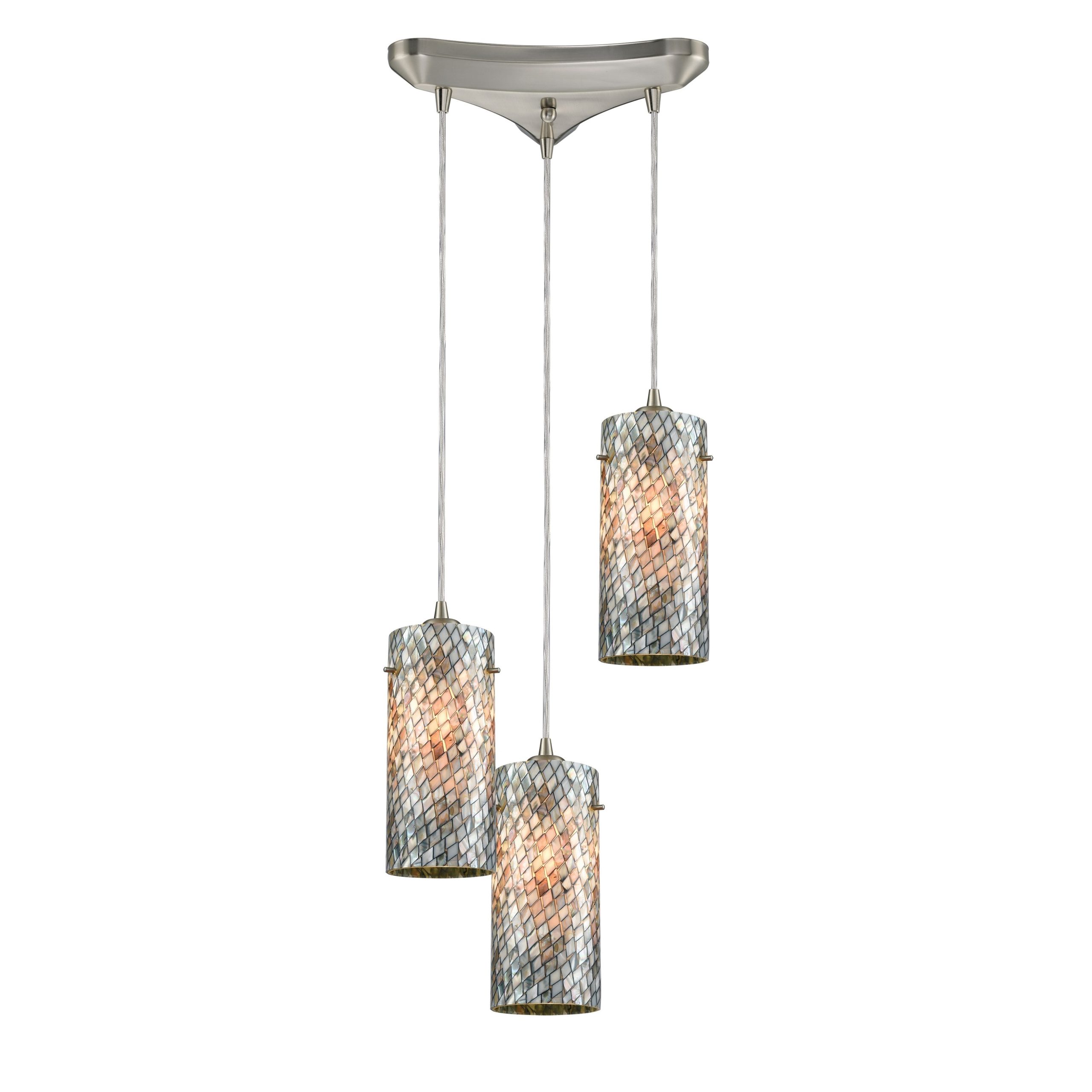 ELK SHOWROOM 10447/3 Capri 12” Wide 3-Light Pendant – Satin Nickel