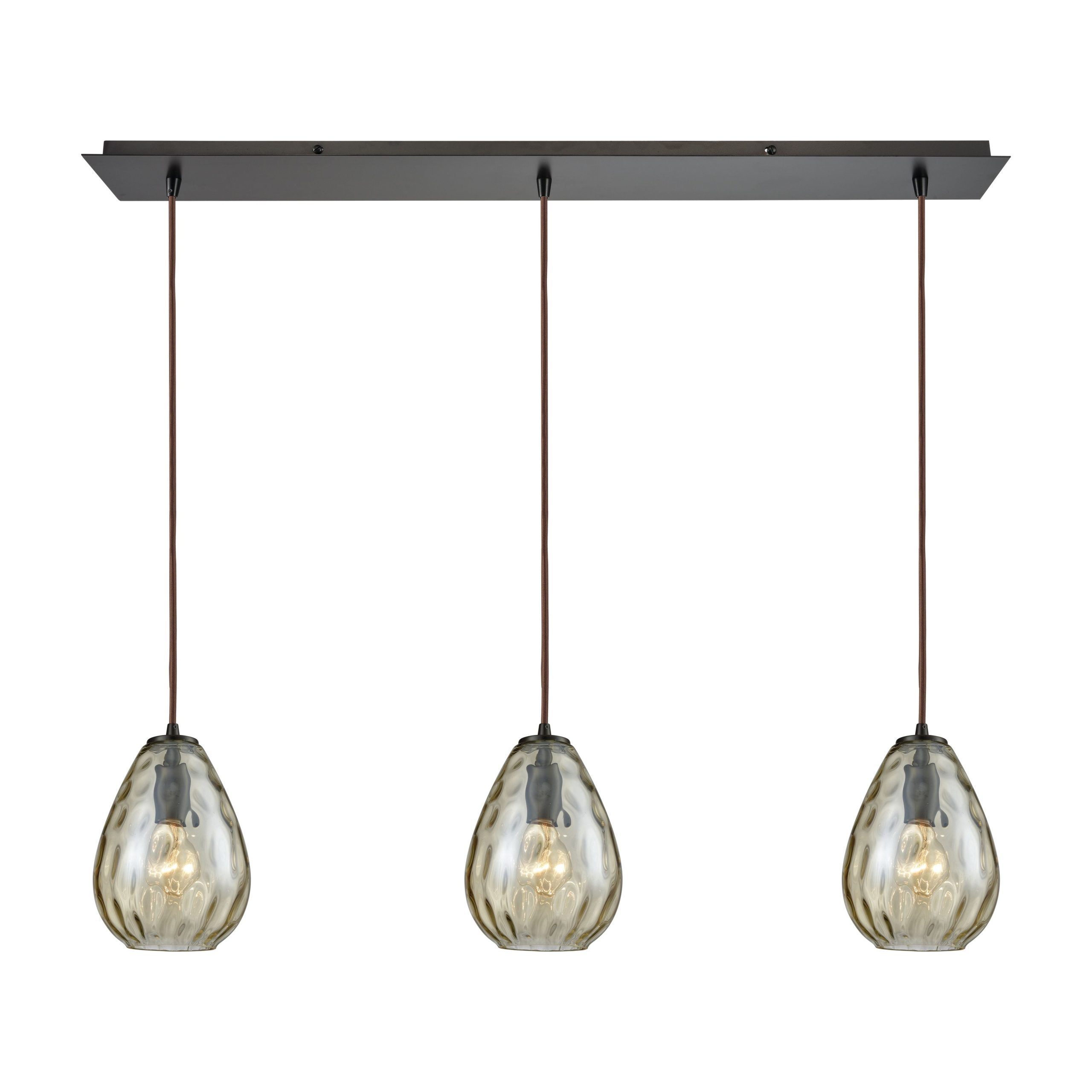 ELK SHOWROOM 10780/3LP Lagoon 36” Wide 3-Light Pendant – Oil Rubbed Bronze with Champagne