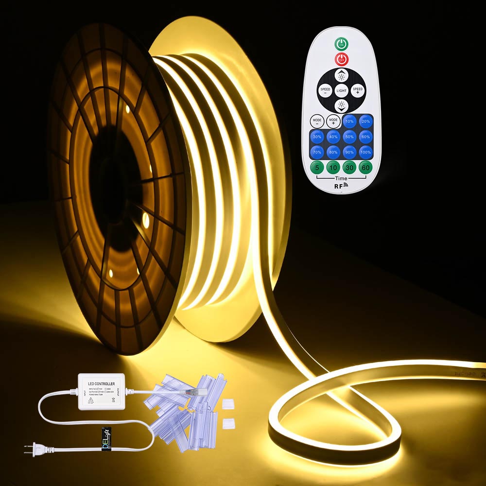 Yescom 50ft Flex LED Neon Rope Light Warm White RF Remote