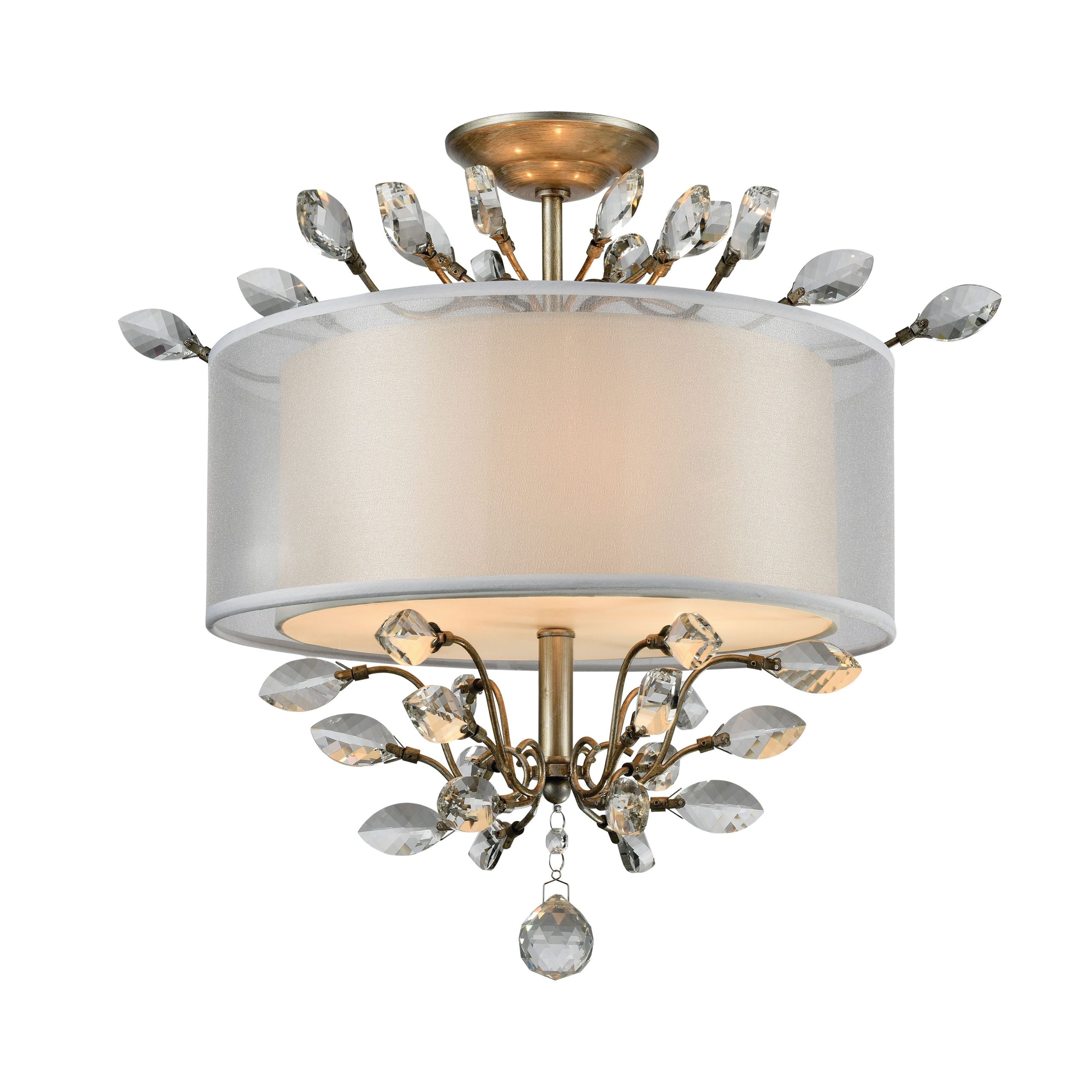 ELK SHOWROOM 16281/3 Asbury 19” Wide 3-Light Semi Flush Mount – Aged Silver