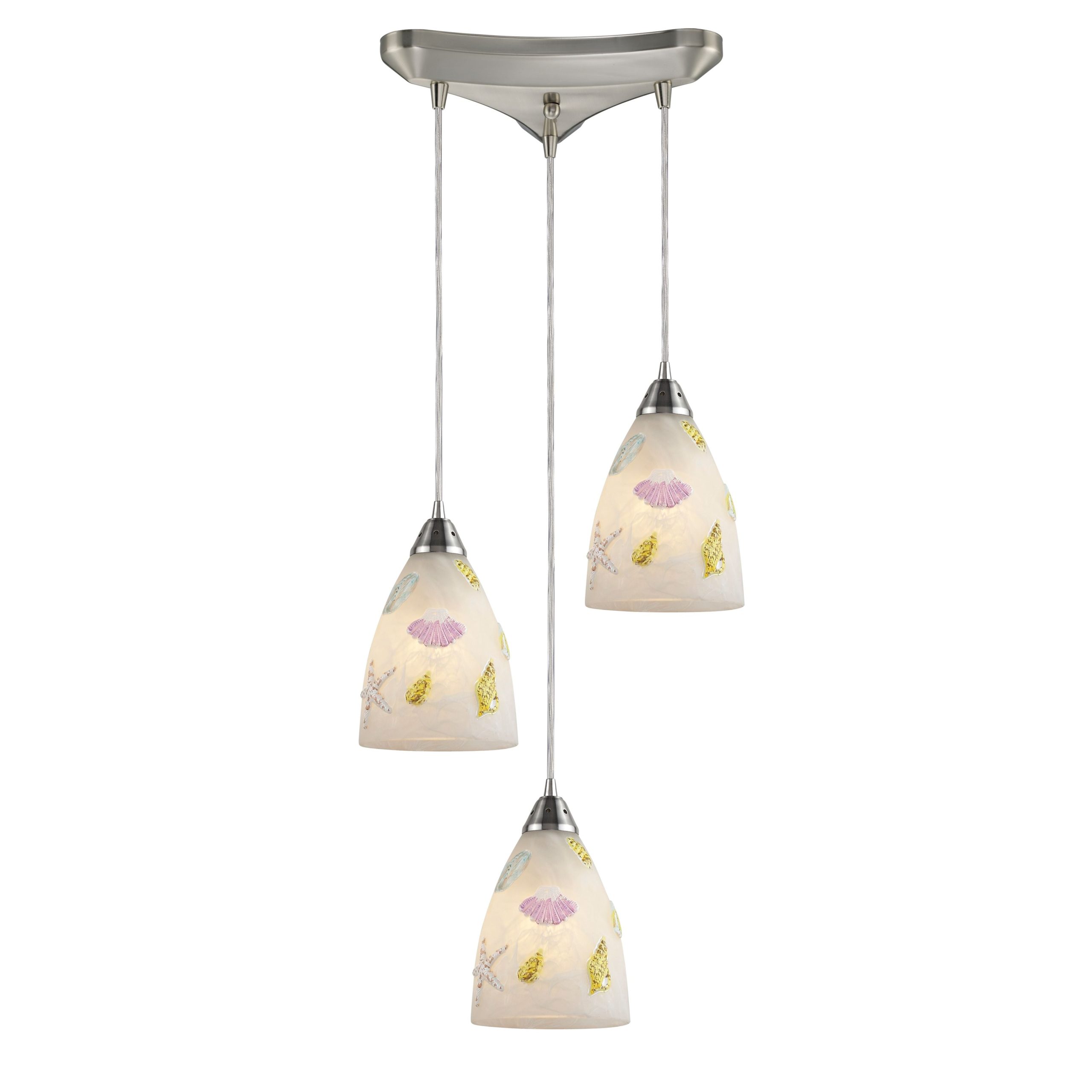 ELK SHOWROOM 20000/3 Seashore 10” Wide 3-Light Pendant – Satin Nickel