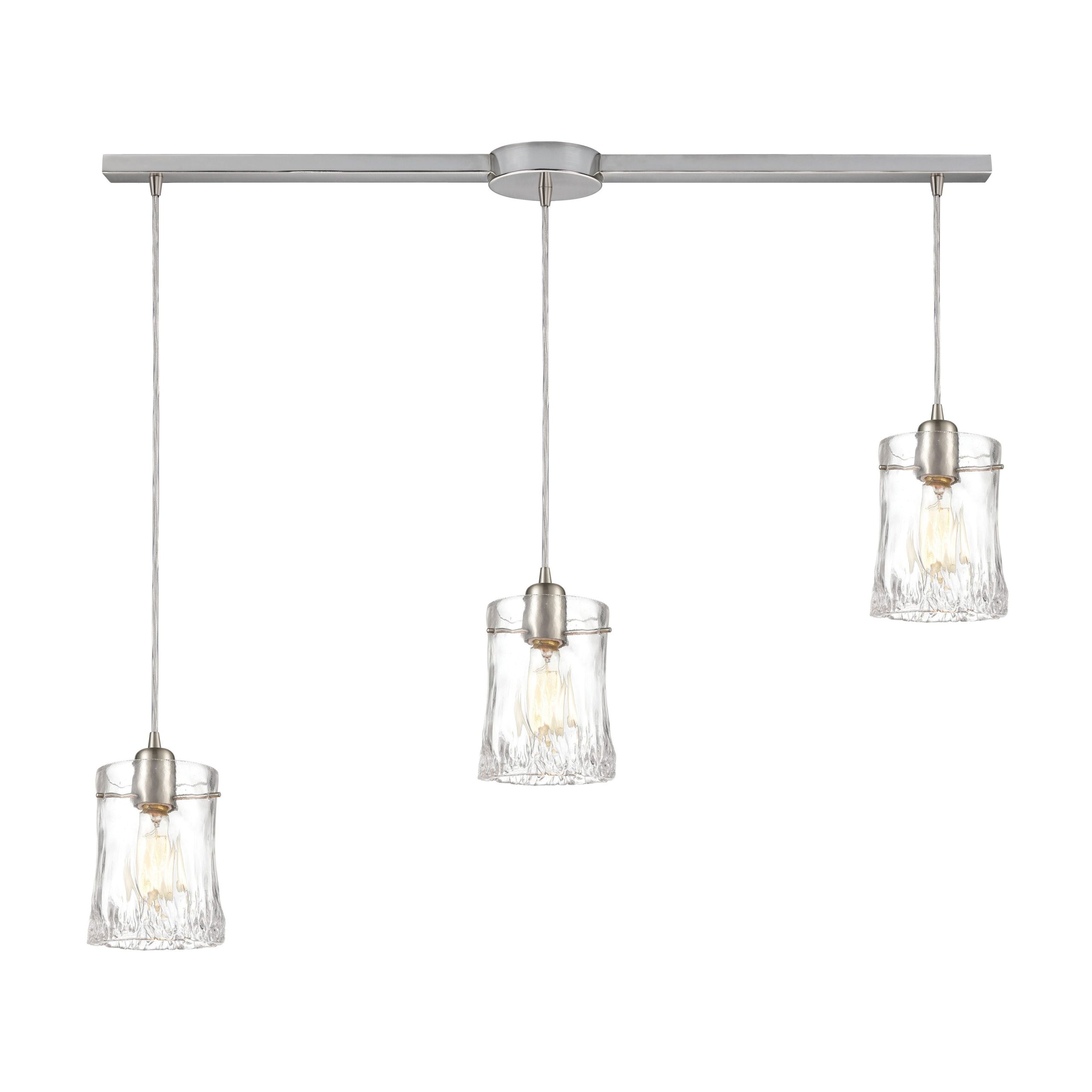 ELK SHOWROOM 21200/3L Hand Formed Glass 36” Wide 3-Light Mini Pendant – Satin Nickel