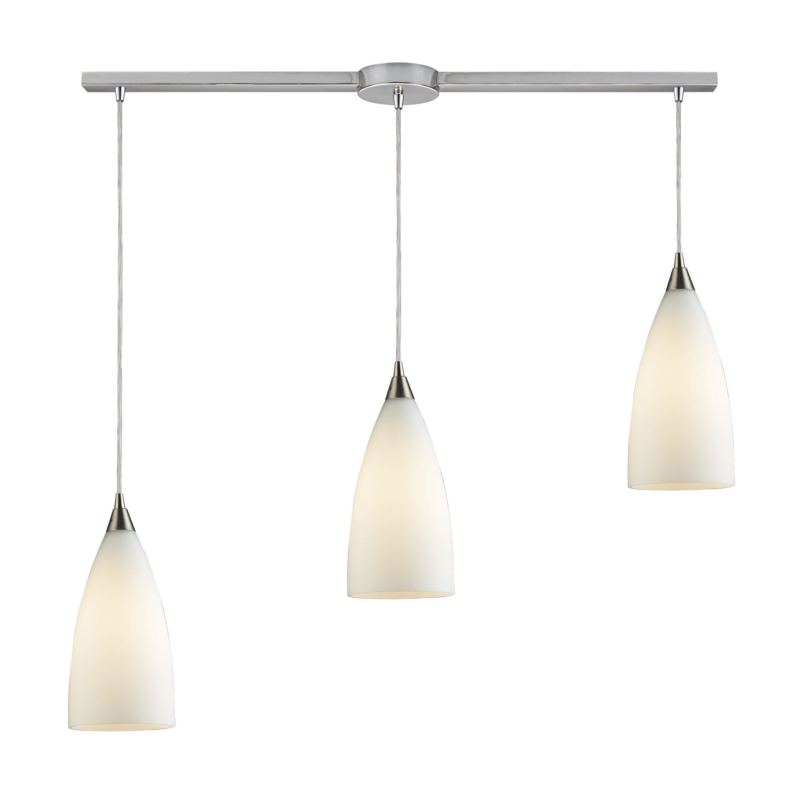 ELK SHOWROOM 2580/3L Vesta 36” Wide 3-Light Pendant – Satin Nickel with White Glass