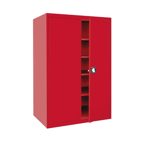 Sandusky Lee EA4R462472-01 Elite Garage Storage Cabinet, Steel Utility Cabinet with Adjustable Shelves, 72″H, Red