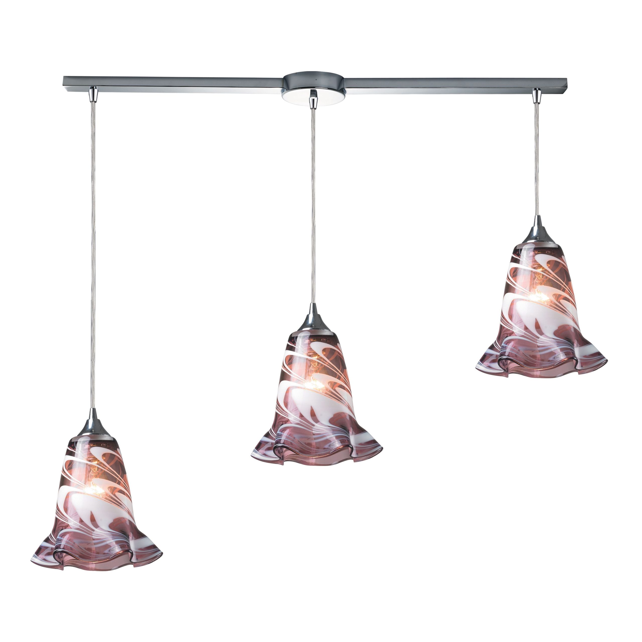 ELK SHOWROOM 31342/3L-VPUR Vestido 36” Wide 3-Light Multi Pendant – Polished Chrome