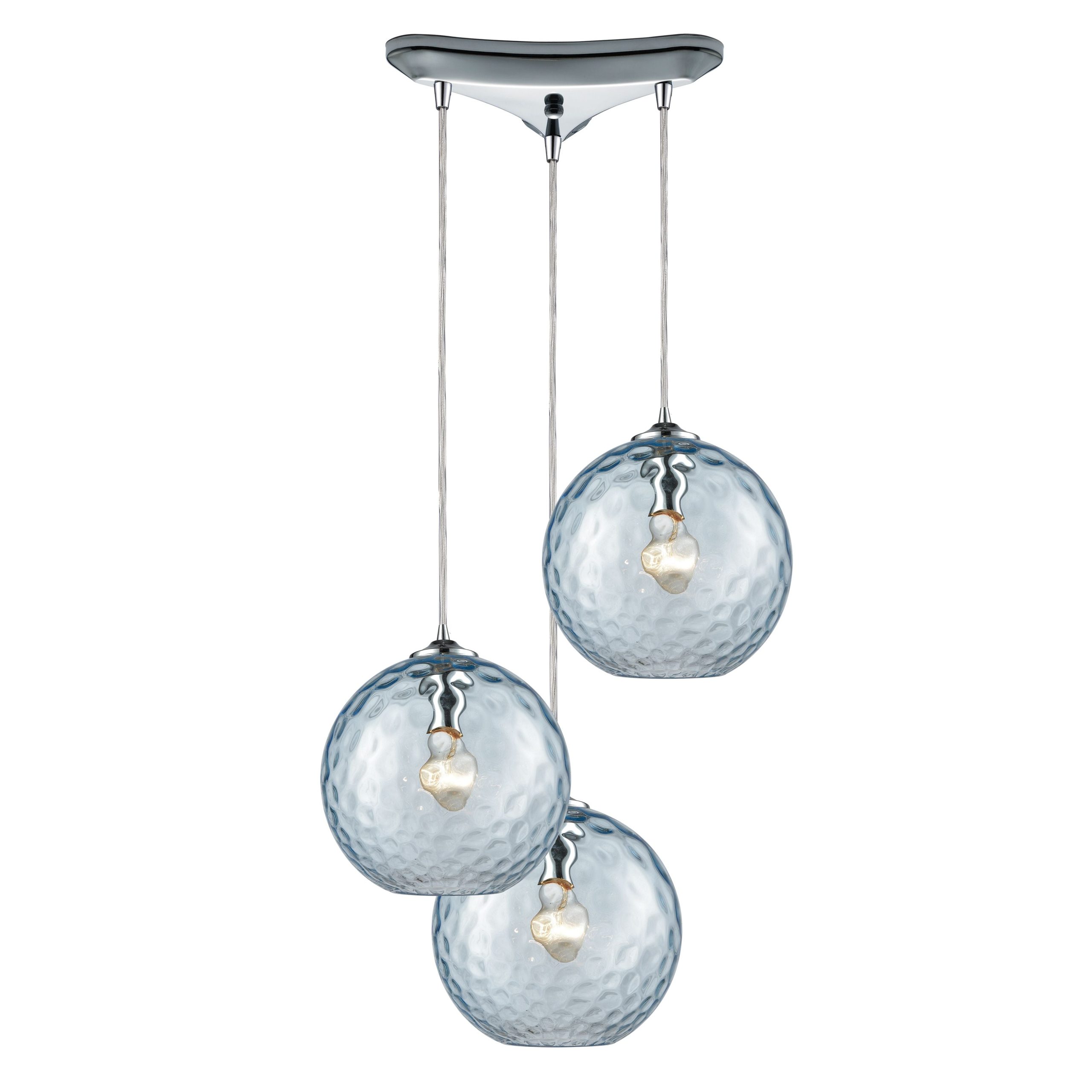 ELK SHOWROOM 31380/3AQ Watersphere 10'' Wide 3-Light Pendant - Polished Chrome with Aqua