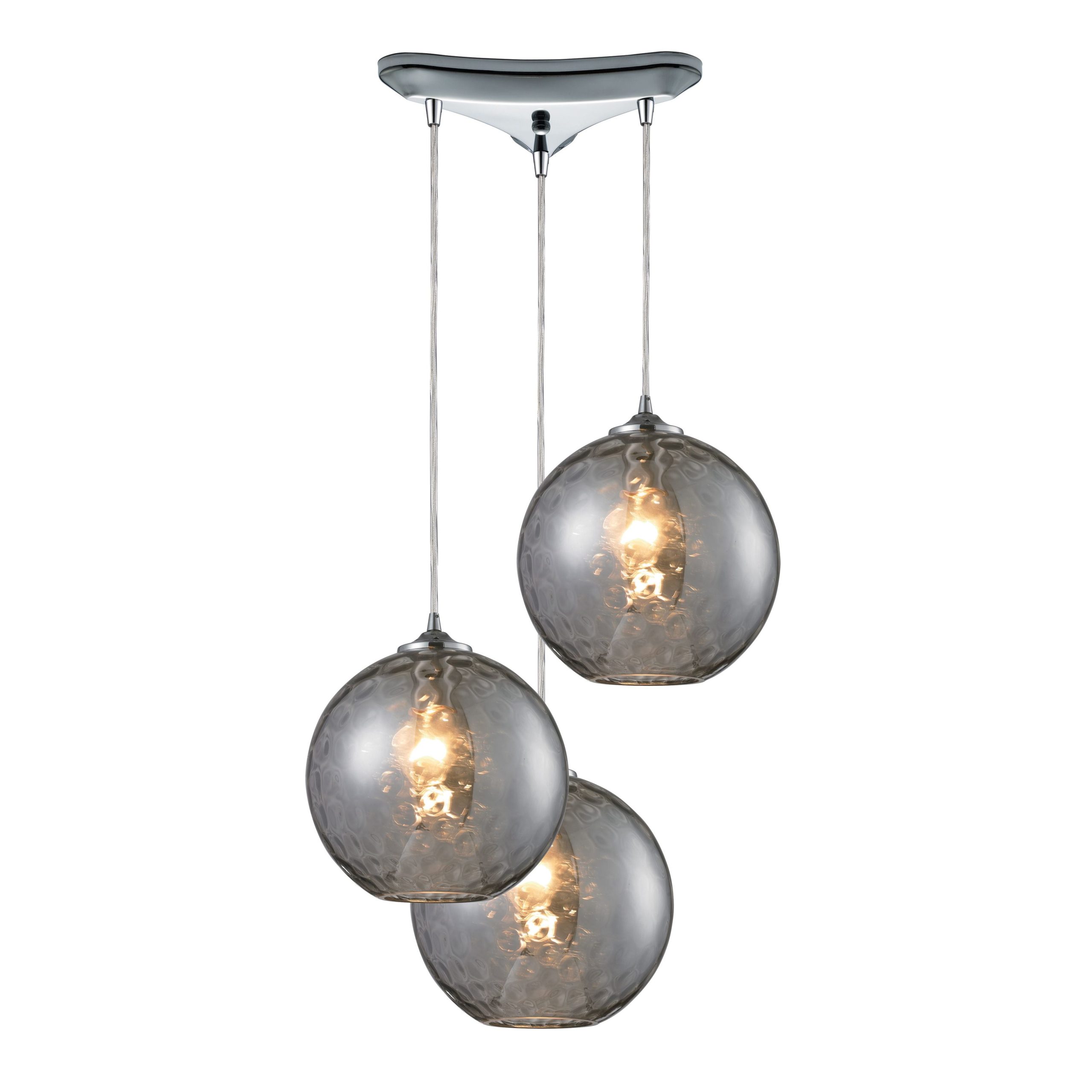 ELK SHOWROOM 31380/3SMK Watersphere 12” Wide 3-Light Pendant – Polished Chrome with Smoke