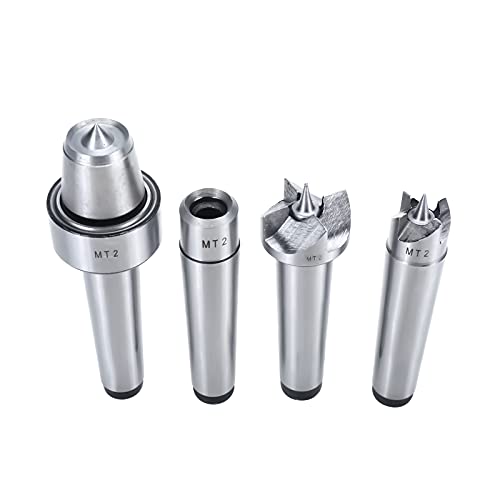 BTSHUB 4Pcs MT2 Wood Lathe Live Center Set Drive Spur Cup for Woodworking Machines