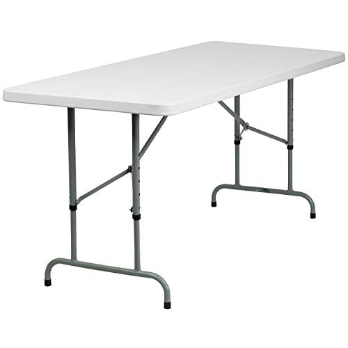 Flash Furniture Kathryn 6-Foot Height Adjustable Granite White Plastic Folding Table