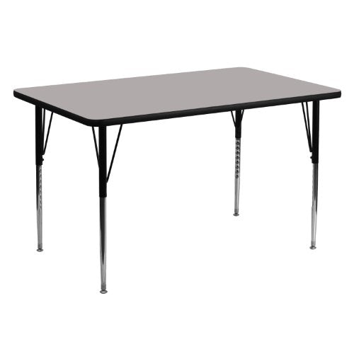 Flash Furniture Wren 30”W x 60”L Rectangular Grey HP Laminate Activity Table – Standard Height Adjustable Legs