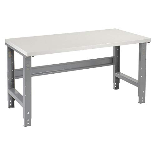 Global Industrial Adjustable Height Workbench C-Channel Leg, 60″ W x 36″ D, 1-5/8″ Plastic Laminate Square Edge, Gray