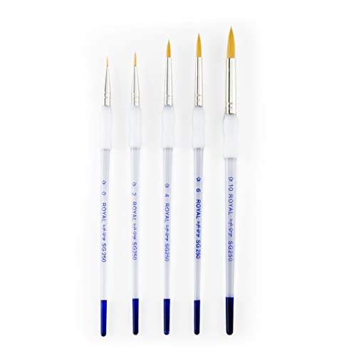 Royal & Langnickel – 5pc Soft Grip Gold taklon Paint Brush Set, Round | SG303