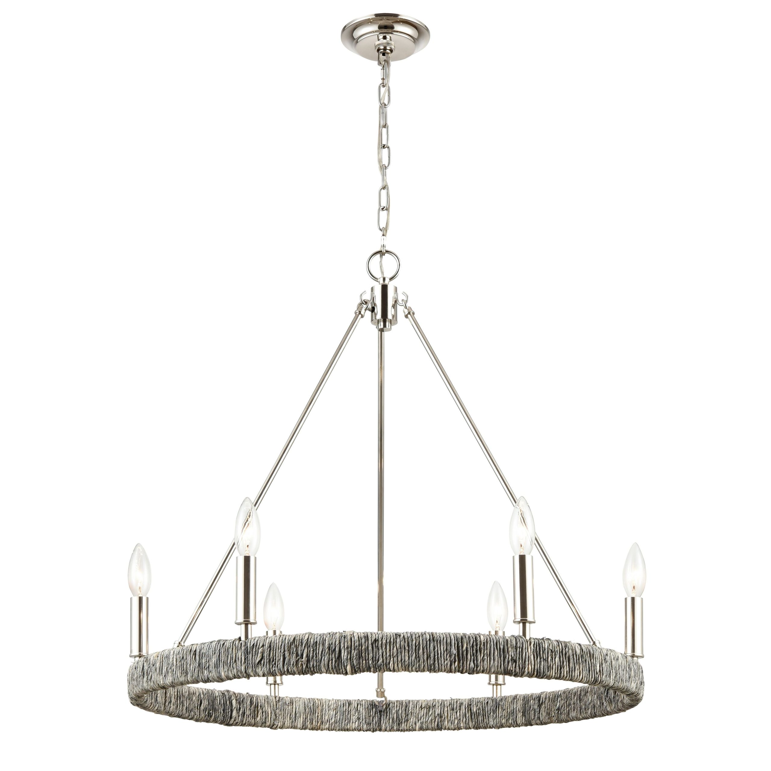 ELK SHOWROOM 32515/6 Abaca 27” Wide 6-Light Chandelier – Polished Nickel