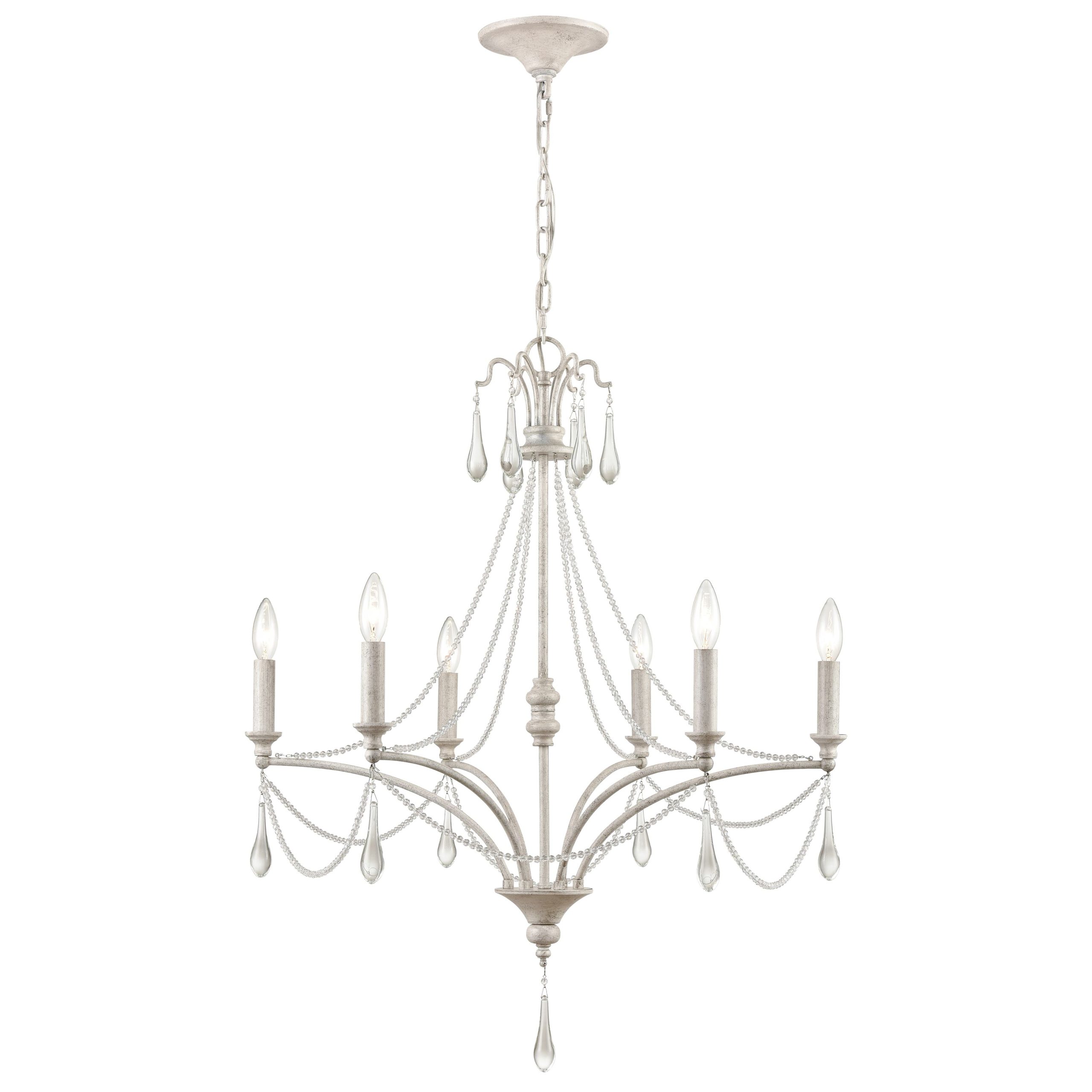 ELK SHOWROOM 33476/6 French Parlor 27” Wide 6-Light Chandelier – Vintage White