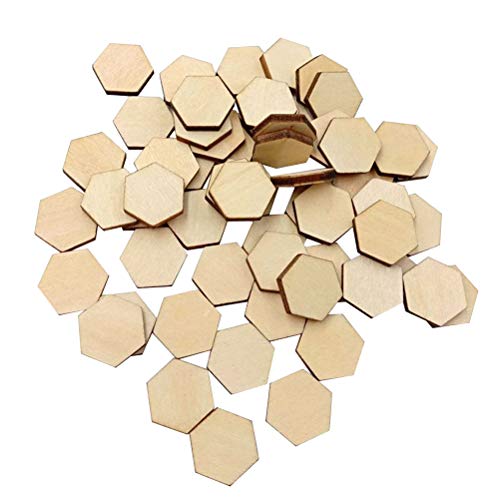 ARTIBETTER 100 pcs Wooden Pieces Hexagon Wood Shape Beech Wood for DIY Arts Craft Project Ready to Paint or Decorate (17.5mm)