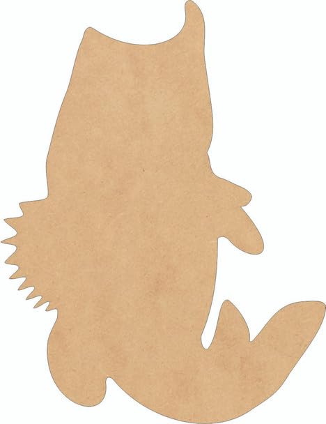 Unfinished Bass Fish Wood 16″ Cutout, Paintable 1/4″ MDF Fishing Shape