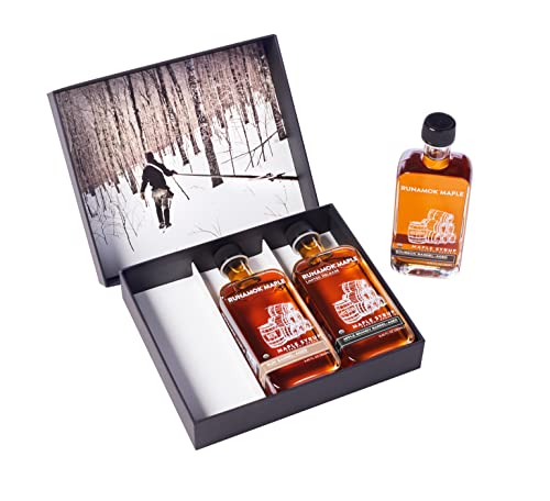 Runamok Maple Syrup Gift Box | Barrel-Aged Selection | Special Present For Holidays| Bourbon, Whiskey & Rum Barrel-Aged Maple Syrup | 3 Bottles of