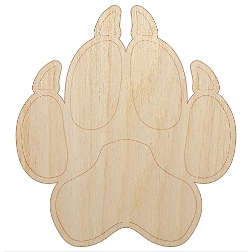 Wolf Coyote Paw Print Unfinished Wood Shape Piece Cutout for DIY Craft Projects – 1/8 Inch Thick – 6.25 Inch Size