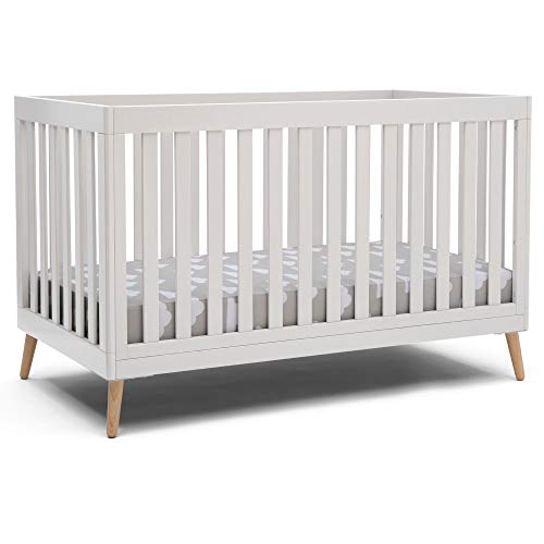 Delta Children Essex 4-in-1 Convertible Baby Crib, Bianca White with Natural Legs