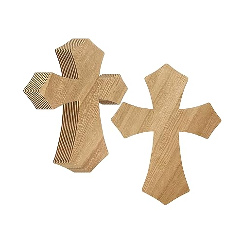 12 Inch 12 Pack Wood Cross Unfinished Wooden Crosses for Crafts Blank Wood Cross for Wall Decor DIY Project