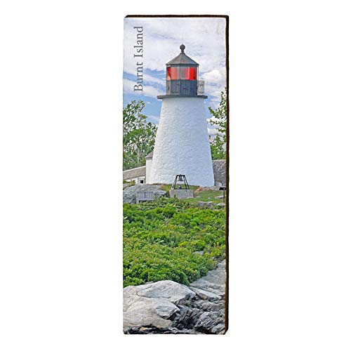 Burnt Island Lighthouse, Maine Wooden Sign | Wall Art Print on Real Wood