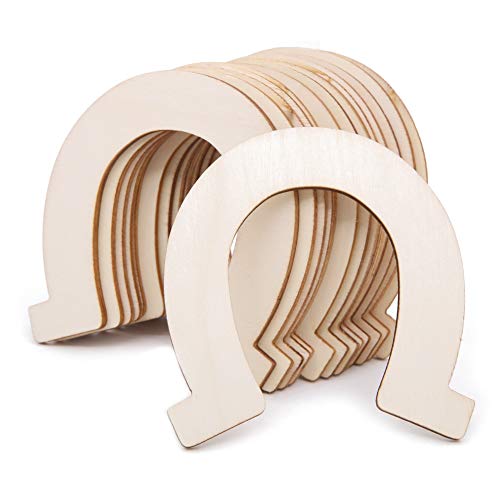 48 Pcs Horseshoe Unfinished Wood Cutouts Wooden Horseshoe for DIY Craft, Party,Wedding and Birthday