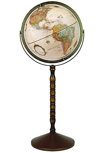 Replogle Treasury Antique, Floor Model World Globe, Raised Relief, 12″ diameter