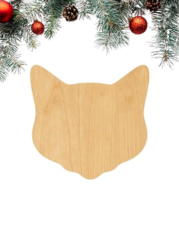 3 Pcs Cat Head Supply 3″ Wooden Shape Ornaments Unique Unpainted Smooth Surface Unfinished Laser Cutout Wood Sheets Boards for Crafts 1/8 Inch Thick