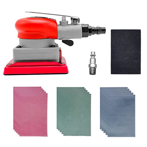 DATOUBOSS Pneumatic Palm Sander Square Air Random Orbital Sander for Car Waxing，Auto Body Work, Wood working Car Polisher Sets with Sanding Pad and