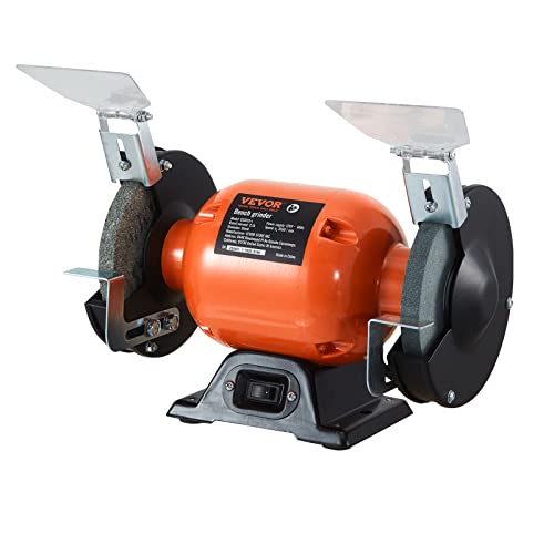 VEVOR Bench Grinder, 6 inch Single Speed Bench Grinder with 2.1A Brushless Motor 3550 RPM Table Grinder with 36/80-Grit Grinding Wheels for Grinding,