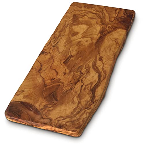 THE LIVE EDGE – Olive Wood Long Charcuterie Board | Rustic Large Wooden Cutting Board for Kitchen | Cheese and Bread Cutting Wood Board | Handmade