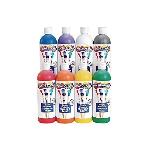 Colorations Simply Washable Tempera Paint, Rainbow Plus 8 Pack, Matte Finish, Classroom Supplies, Vibrant Colors, Non Toxic, Washes Off Easily,