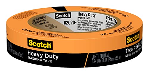 Scotch Heavy Duty Painter’s Tape, 0.94 in x 60.1 yd, For Use On Vinyl, Carpet, Metal, & Plastic, Indoor & Outdoor Masking Tape, Bonds Aggressively,