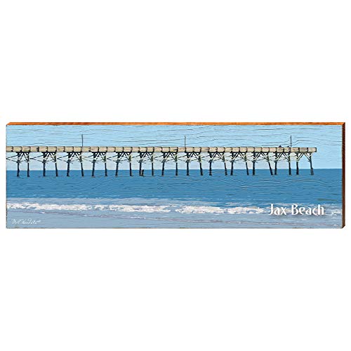 Jax Beach Florida Pier Home Decor Art Print on Real Wood