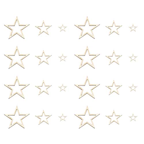 EXCEART 200pcs Star Shape Unfinished Wood Pieces Wooden Hollow Star Embellishments Cutouts Wooden Frames Pendant DIY Craft Jewelry Making Charms