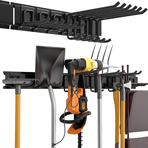 INCLY Garage Tool Organizer Wall Mount, 48 Inch Garden Yard Tools Wall Storage, Adjustable Heavy Duty Steel Garage Organization System with 3 Racks &