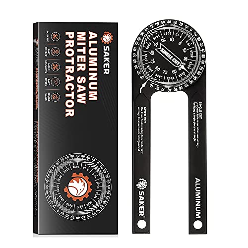 Saker Miter Saw Protractor|7-Inch Aluminum Protractor Angle Finder Featuring Precision Laser-Inside & Outside Miter Angle Finder for Carpenters,