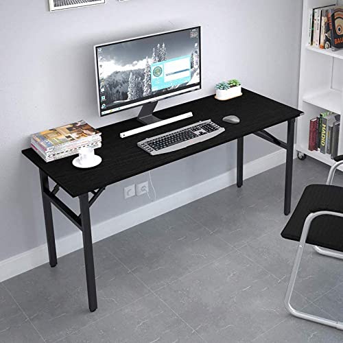 Need Home Office Desk – 60 Inches Large Computer Desk Sturdy Black Table Foldable Desk Gaming Computer Table No Assembly Required AC5CB 60 inch