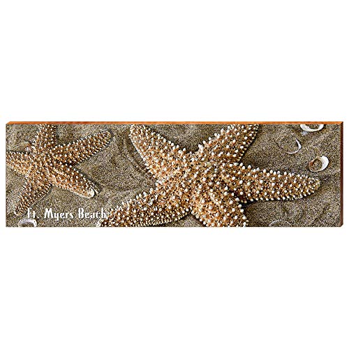 Ft. Myers Beach Star Fish Sign Home Decor Art Print on Real Wood