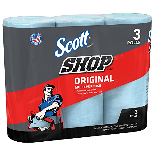 Scott 75143 Scott Shop Towels, Blue (3 Rolls, 55 Towels/Roll, 165 Towels Total)