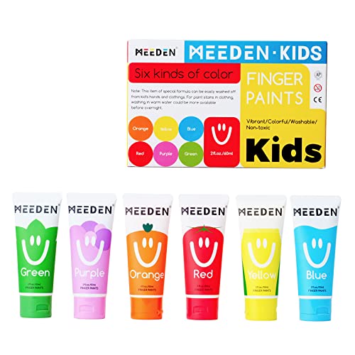 MEEDEN Finger Paints for Kids, Washable Kids Finger Paint Non Toxic Finger Painting Set for Toddlers 3+ Age Art Painting Supplies Gift for Baby Hand