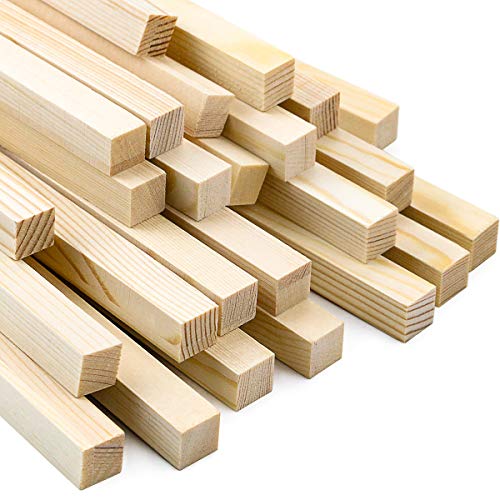 BILLIOTEAM 25 Pack Unfinished Wooden Square Dowel Rod,Hardwood Square Dowel Sticks for DIY Crafts Projects,Home Decor(1/2″ x 12″)