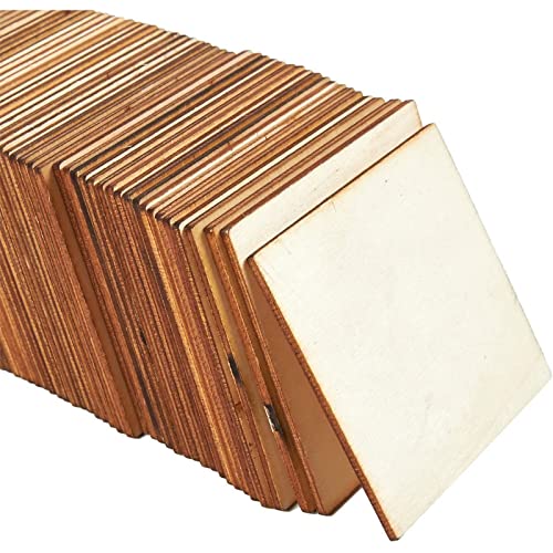 60 Pack Unfinished Wood Pieces 3×3 Inch, Blank Wooden Squares for Crafts, Cutout Tiles for DIY Coasters, Painting, Engraving