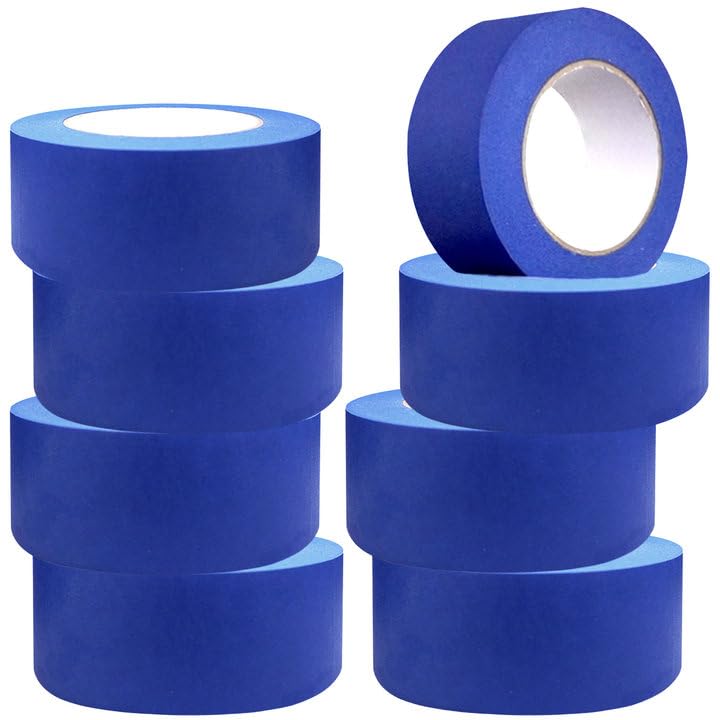 KAKAMINA Painters Tape 2 Inch, 8 Polls Blue Painters Tape, Bulk Masking Tape Blue General Purpose for Arts and Crafts, 2 Inch x 55 Yards (440 Yards