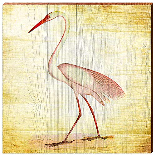 Solo Heron Decor Art Print on Real Wood