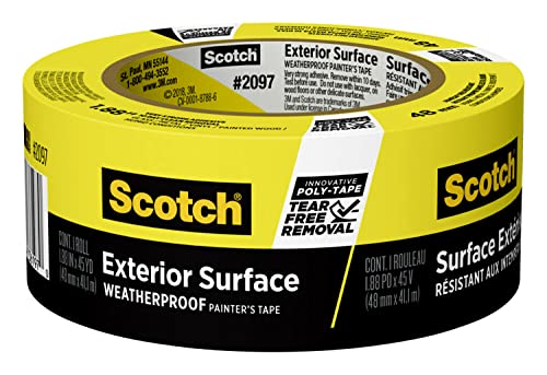 Scotch Exterior Painter’s Tape, 1.88 in x 45 yd, Waterproof Masking Tape For Exterior Surfaces, Can Handle Wind, Rain, Humidity & Direct Sunlight,