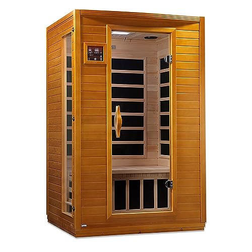 Dynamic Andora 2 Person Low EMF 6 Heating Panel Infrared Therapy Wood Dry Heat Sauna with Bluetooth, MP3 Aux Connection for Home Spa Days – Curbside