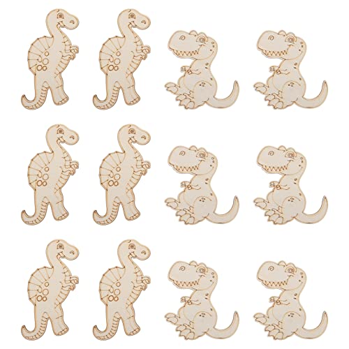 Totority 20pcs Dinosaur Wooden Cutouts for Crafts DIY Wood Cutout Unfinished Painting Wooden Pieces Slices DIY Arts Crafts Supplies