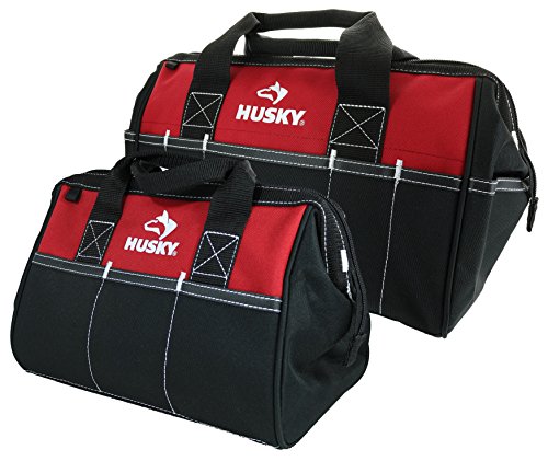 Husky 12 Inch and 15 Inch Water Resistant Tool Bag Multi Pack (2 Piece Storage Bundle)