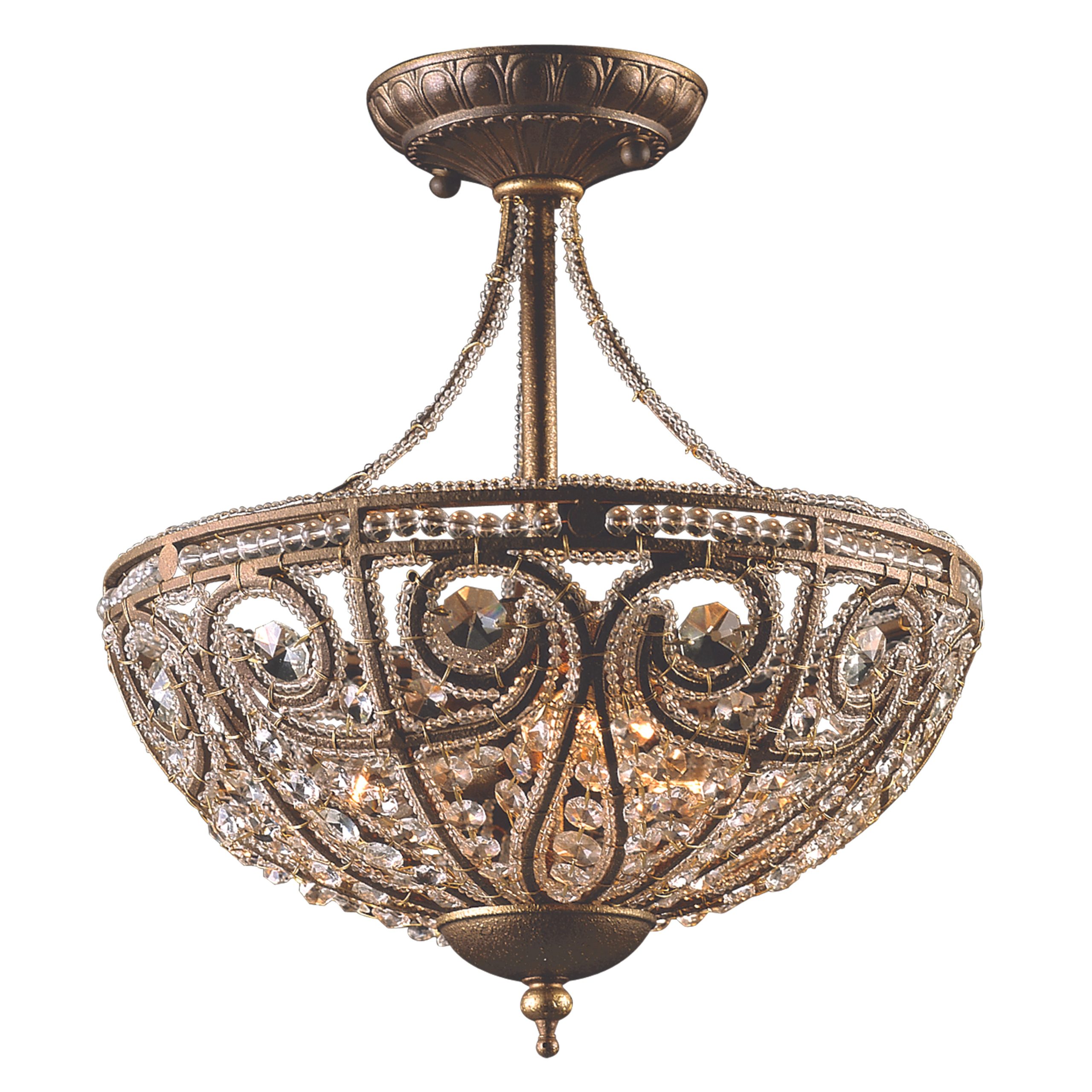 ELK SHOWROOM 5964/3 Elizabethan 13” Wide 3-Light Semi Flush Mount – Dark Bronze